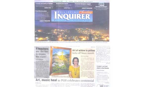 Front page of Sunday Inquirer